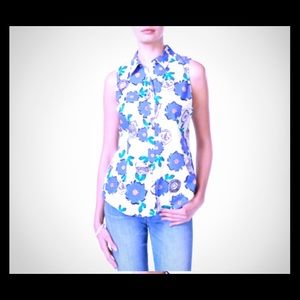 Maison Jules Sleeveless Floral-Print Shirt